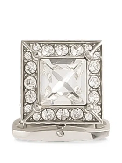 Dolce & Gabbana Rhinestone Cufflinks In Silver