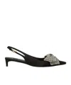 Dolce & Gabbana Satin Sling-back With Rhinestone Embroidery In Black