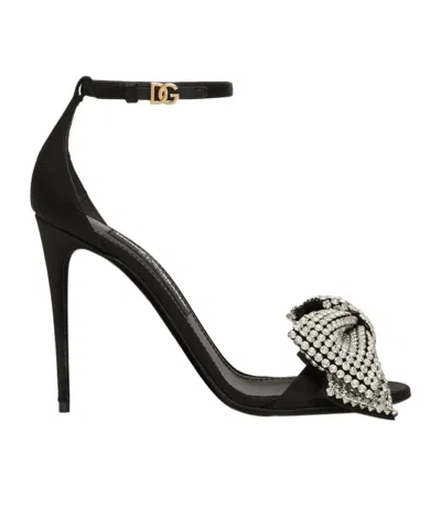 Dolce & Gabbana Rhinestone Decorative High-heeled Sandals In Black