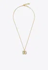 Dolce & Gabbana Fine Link Necklace With Rhinestone-detailed Dg Logo In Gold