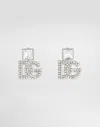 Dolce & Gabbana Rhinestone Earrings With Dg Logo In シルバー