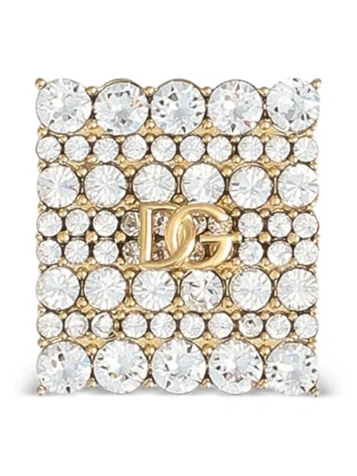 Dolce & Gabbana Rhinestone-embellished Brooch In Gold