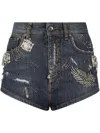 Dolce & Gabbana Safety Pin-embellished Denim Shorts In Blue