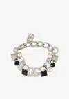 Dolce & Gabbana Dg Logo Crystal Bracelet In Silver