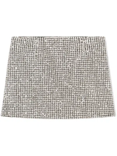 Dolce & Gabbana Kids' Rhinestone-embellished Miniskirt In Silver