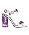 Dolce & Gabbana Patent Leather Sandal With Jewel Embroidery In White
