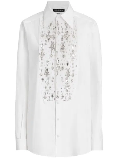 Dolce & Gabbana Rhinestone-embellished Shirt In Weiss
