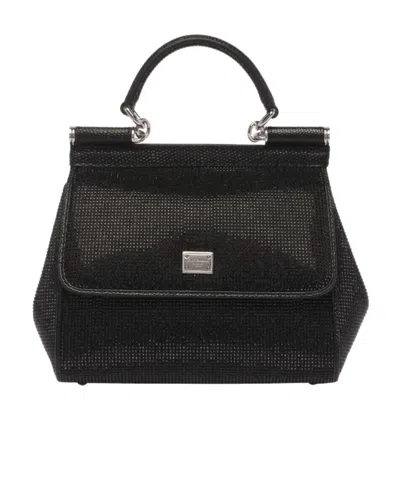 Dolce & Gabbana Rhinestone-embellished Shoulder Bag In Black
