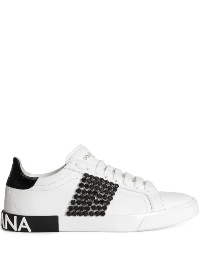 Dolce & Gabbana Rhinestone-embellished Sneakers In White