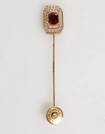 Dolce & Gabbana Rhinestone Embellished Sterling Silver Collar Brooch Pin
