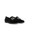 Dolce & Gabbana Rhinestone-embellished Velvet Slippers In Black