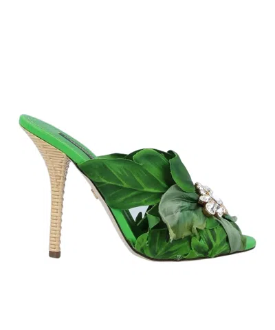 Dolce & Gabbana Rhinestone High Heel Sandals In Green