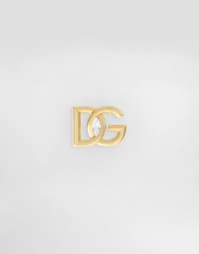 Dolce & Gabbana Rhinestone Logo Brooch In Gold