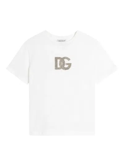 DOLCE & GABBANA RHINESTONE LOGO-MOTIF T-SHIRT
