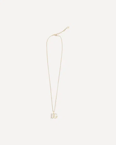 Dolce & Gabbana Rhinestone Logo Necklace In Gold