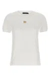 Dolce & Gabbana White T-shirt With Dg Logo On The Front Finished With Rhinestones