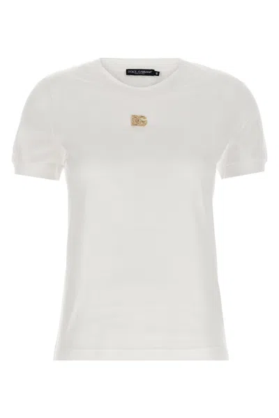 DOLCE & GABBANA DOLCE & GABBANA RHINESTONE LOGO T-SHIRT
