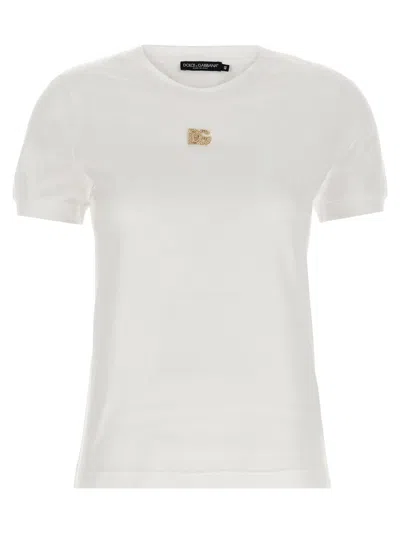 DOLCE & GABBANA DOLCE & GABBANA RHINESTONE LOGO T-SHIRT