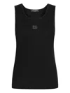 Dolce & Gabbana Rhinestone-logo Tank Top In Black