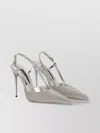 Dolce & Gabbana Rhinestone Pointed Toe Slingback Pumps In Silver
