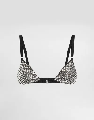 Dolce & Gabbana Rhinestoned Bra In Multicolor