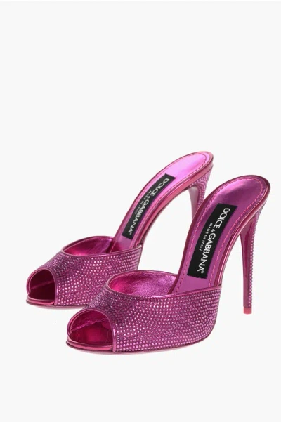 DOLCE & GABBANA RHINESTONED KEIRA OPEN TOE MULES 12CM