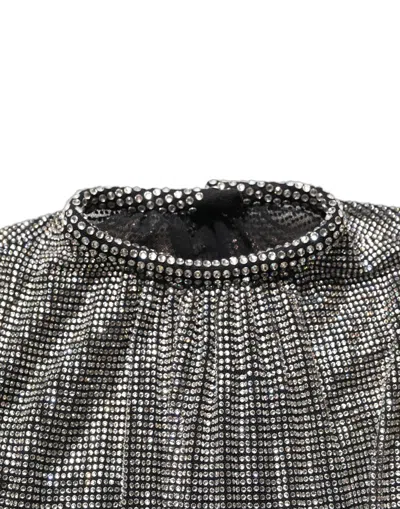 Dolce & Gabbana Rhinestone-embellished Bodysuit In Silver