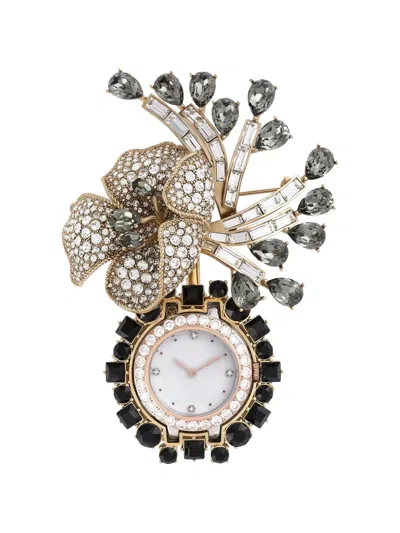 Dolce & Gabbana Rhinestone-embellished Brooch In Gold