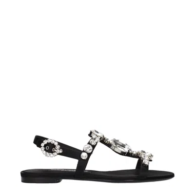 DOLCE & GABBANA DOLCE & GABBANA RHINESTONE-EMBELLISHED SATIN SANDAL