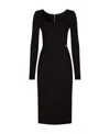 Dolce & Gabbana Milano Rib Midi Dress With Dg Logo In Black