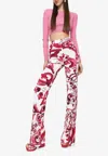 Dolce & Gabbana Flared Majolica-print Organzine Pants In Pink