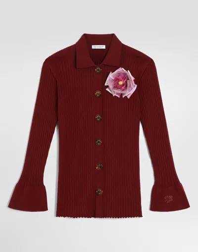 Dolce & Gabbana Kids' Rib Knit Polo Shirt In Gold