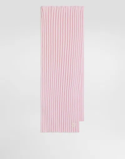 Dolce & Gabbana Kids' Écharpe En Maille Côtelée In Pink