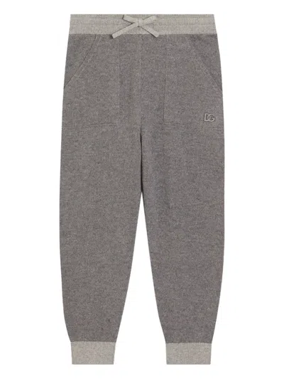 Dolce & Gabbana Kids' Ribbed-ankles Logo Sweatpants In Gray