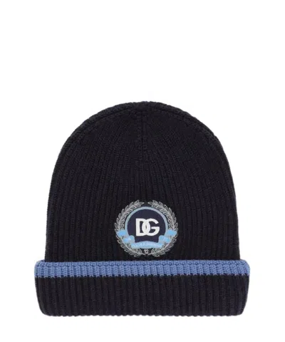 Dolce & Gabbana Ribbed Beanie In Blue