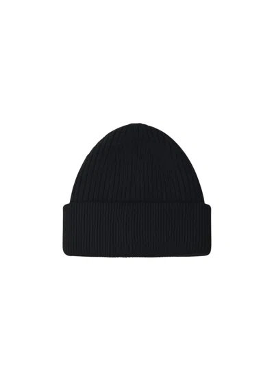 Dolce & Gabbana Ribbed Beanie With Logo In Black