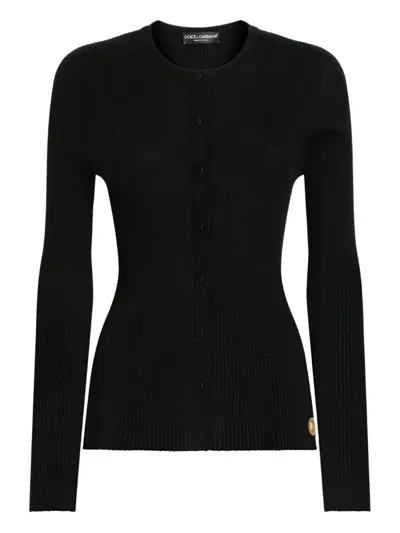 DOLCE & GABBANA RIBBED BUTTON-UP CARDIGAN
