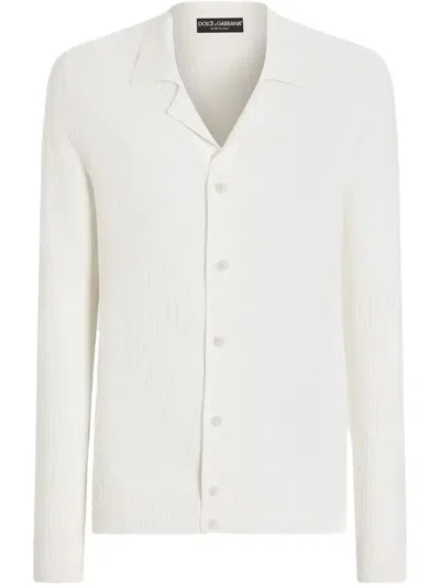Dolce & Gabbana Ribbed Cardigan In White