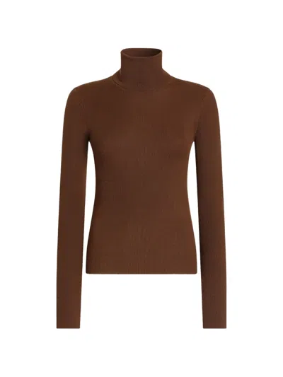 Dolce & Gabbana Ribbed Cashmere Turtleneck Pullover In Brown