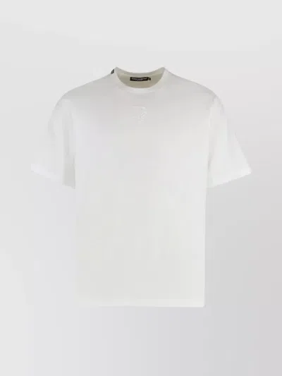 Dolce & Gabbana Ribbed Collar Crew-neck T-shirt In Yellow