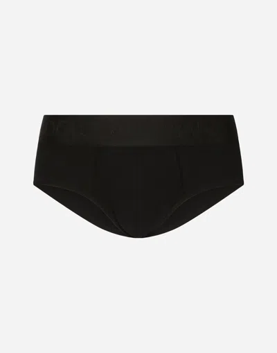 Dolce & Gabbana Logo-waistband Cotton Boxers In Black