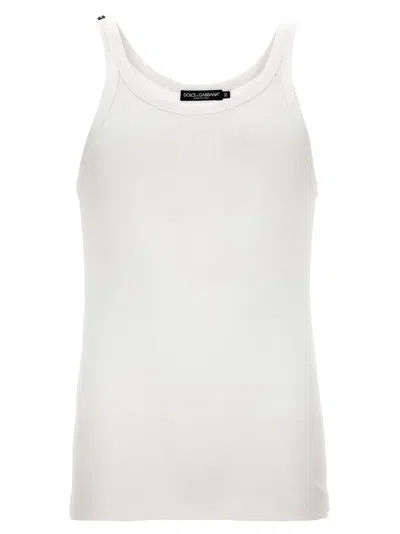 Dolce & Gabbana Ribbed Cotton Tank Top In White