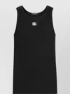 Dolce & Gabbana Ribbed Cotton Tank Top With Round Neckline In Black