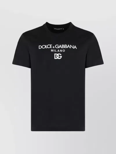 Dolce & Gabbana Ribbed Crew-neck Short Sleeve T-shirt In Black