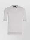 Dolce & Gabbana Ribbed Crewneck Short Sleeves Sweater In Gray