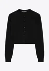 Dolce & Gabbana Ribbed Cropped Cardigan In Black