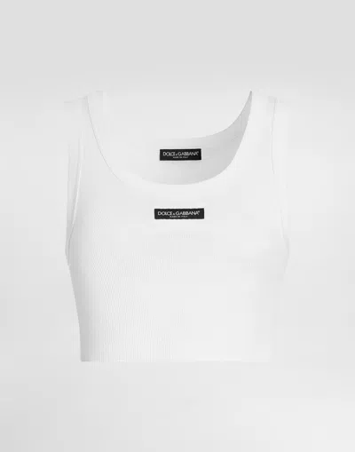 Dolce & Gabbana Ribbed Cropped Tank Top In White