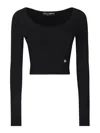 Dolce & Gabbana Black Ribbed Mini Cropped Top In Black