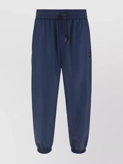 Dolce & Gabbana Ribbed Hems Jogger Style Monochrome Trousers In Blue