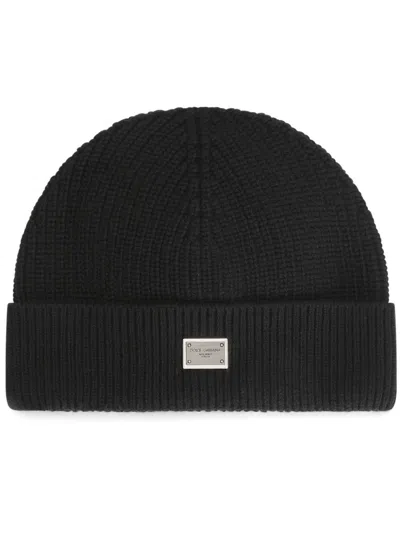 Dolce & Gabbana Ribbed-knit Beanie Hat In Black